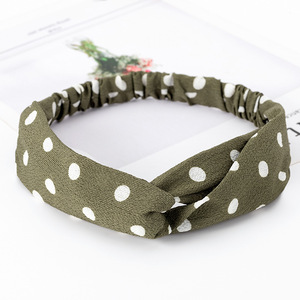 New Chiffon Cross <b>Elastic</b> <b>Headband</b> Solid Polka Dot For Women Skincare Washing Face Fitness Sweatband - Product Image 5
