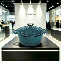 Marmite classique en fonte émaillée avec couvercle, compatible four et induction, résistante à la chaleur, antiadhésive, ustensiles de cuisson en fonte