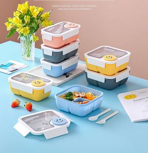 Smiling Face Plastic <b>Lunch</b> Box 850 ml 2 square <b>Lunch</b> Box Rectangular <b>Lunch</b> Box Students Office Workers to Carry - Product Image 6