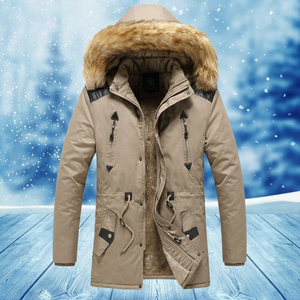 Parka d'hiver décontractée pour homme avec capuche épaisse, garniture en fourrure, col montant, extérieur en coton respirant - Product Image 1