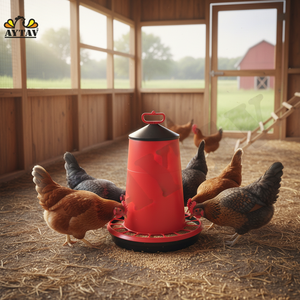 Alimentador de pollo de acero automático pequeño de 10kg, alimentador manual portátil para granja para industrias de cría de pollos y animales - Product Image 3