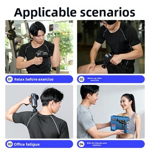 Pistolet de massage sans fil sans balais avec 4 têtes de massage, batterie 2000-4000 mAh, autonomie 3-6 heures, fonction musicale, relaxation musculaire - Product Image 4
