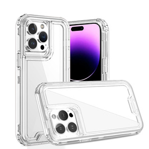 Ventas al por mayor 3 en 1 360 funda de teléfono transparente de cuerpo completo para iPhone 16 <span class=keywords><strong>Pro</strong></span> Max funda de PC de TPU a prueba de caídas para iPhone 16 <span class=keywords><strong>Pro</strong></span> Max - Product Image 4
