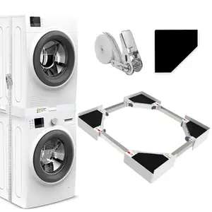 Suporte para lavadora de roupa, mini-frigorífico, suporte universal para lavadora e secadora, kit de empilhamento branco, suporte para máquina de lavar roupa