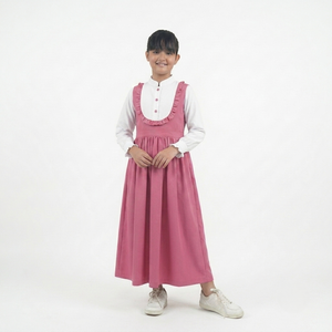 ชุดนักเรียนหญิงแบบสั่งทำขายส่ง ชุดเดรสยาวแขนยาวสองชิ้น พร้อมเสื้อซับในสีขาว ชุดนักเรียนแบบเรียบร้อย - Product Image 1