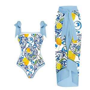 2025 Custom Design Swimming Suit Women Beach Bathing Suit Swimwear Golden Starfish Ruched Cutout Tow Piece Swimsuit and <strong>Skirt</strong> - Product Image 3