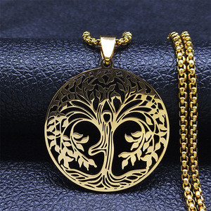 Collar con Árbol de la Vida y Triskelión Celta para Mujer y Hombre, Acero Inoxidable, Color Dorado, Joyería Pagana - Product Image 2