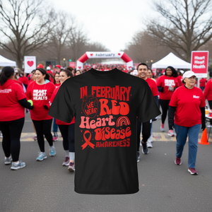 Nel febbraio indossa la nostra t-shirt rossa per la sensibilizzazione sulle malattie cardiache con nastro rosso, un articolo promozionale elegante. - Product Image 3