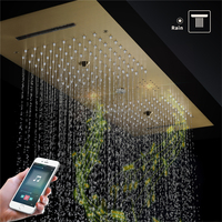 Ensemble de Douche Thermostatique Encastré au Plafond 36*12 Pouces avec Pommeau LED, Haut-Parleur Musical, Effets Pluie, Cascade et Brume pour Salle de Bain