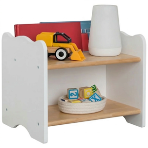 Hot Selling Montessori Style White Low <strong>Tiny</strong> Nightstand Solid Wood Small <strong>Bedside</strong> <strong>Table</strong> with Book Pocket - Product Image 1