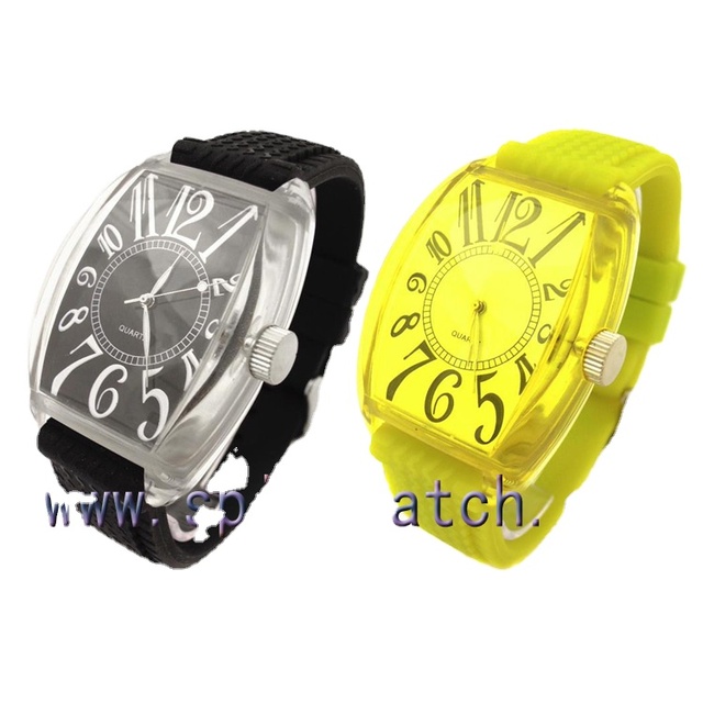 Fancy Silicone Band Plastic case Rectangular Watches for Women
