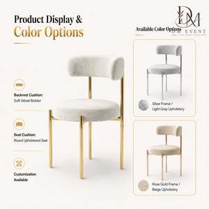 Gold wedding <b>chair</b> rental Stainless steel banquet <b>chair</b> <b>Pink</b> tufted upholstery <b>chair</b> Round back event <b>chair</b> - Product Image 4