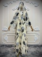 Abaya ample à devant ouvert avec hijab assorti, robe maxi à imprimé floral/bohème, couvre-robe, robe de prière luxueuse pour femmes musulmanes