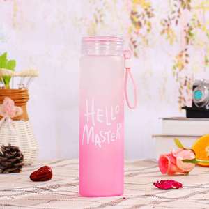 Vaso Moderno de Vidrio Esmerilado con Degradado de 400 ml, con Impresión de Letras, Portátil, con Tapa y Cordón - Product Image 5