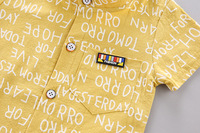 Ensemble de vêtements pour bébés garçons, été, 2 pièces, respirant, 100% coton, tenue western, chemise à imprimé lettres et short
