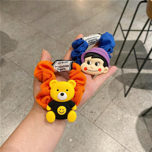 Coleteros Elásticos Hechos a Mano con Diseño Floral y <span class=keywords><strong>de</strong></span> Dibujos Animados en Tela Colorida Estilo Coreano para Niños y Adultos - Product Image 3