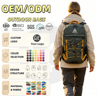 Sac à dos de randonnée léger en ripstop avec compression élastique, poches en filet, pour trekking, voyage, camping, homme et femme
