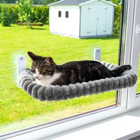 Lit de fenêtre pliable pour chat, avec ventouses puissantes, coussin réversible en maille respirante et peluche, capacité de charge de 25 kg, pour balcon et intérieur