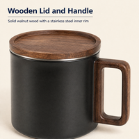 Mug infuseur à thé en céramique noir et blanc de 12 oz, personnalisé, avec poignée en bois et couvercle, idéal pour les cadeaux d'affaires, compatible micro-ondes et lave-vaisselle