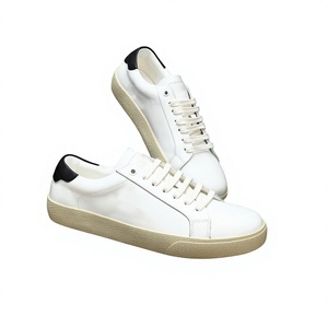 Chaussures de sport décontractées basses pour hommes, style européen et américain, en cuir véritable, à semelle épaisse, blanches, à lacets, pour la randonnée - Product Image 2