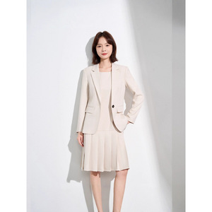 Women's Professional Black <b>Blazer</b> Dress <b>Set</b> Full Sleeve Worsted Anti-Wrinkle For Commute Autumn Winter - Product Image 2