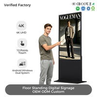 Pantalla LCD 4K para Publicidad con Pantalla Táctil IR de 43, 49, 55 y 65 Pulgadas, Kiosco Digital de Pie para Interiores, Señalización Digital para Hoteles