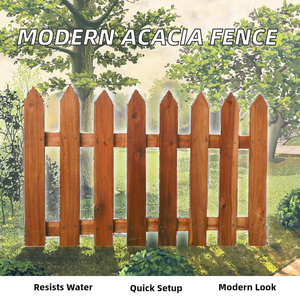 Valla de Seguridad Moderna de Madera de Acacia, Fácil de Montar, Impermeable, Ecológica, para Jardín Residencial, Invernadero - Product Image 2