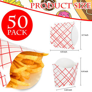 กล่องกระดาษใส่เฟรนช์ฟรายส์แบบใช้แล้วทิ้ง ขนาด 5 ออนซ์ แพ็ค 50 ชิ้น กล่องขนมสำหรับเด็ก สำหรับงานปาร์ตี้ สำหรับเก็บอาหาร ปลอดภัย เป็นมิตรกับสิ่งแวดล้อม - Product Image 3