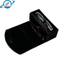 Étui à lunettes pliable en velours à 2 compartiments, boîte de rangement souple pour lunettes de soleil, logo personnalisé, étui à lunettes fait main