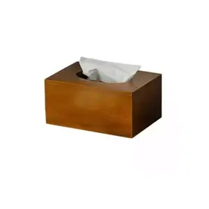 Kotak tisu kayu antik kustom penjualan terbaik penutup tisu kantor rumah dipoles alami kotak kerajinan kayu asli