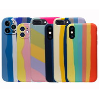 Étui antichoc en silicone liquide doux avec logo OEM arc-en-ciel et doublure en microfibre pour 11 Pro Max/XR/XS/7/8/6s/6 Plus