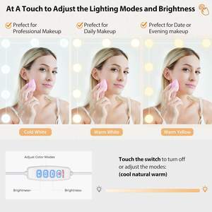 מתכווננת 3 מצבי תאורה לבן גדול איפור שולחן עץ שולחן סלון הלבשה שולחן הלבשה שולחן עבודה עם שקע כוח - Product Image 5