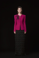 Toptan Fiyat Orman Gülü ve Mücevher Koyu Pembe Peplum Ceket Kadın Blazer 2 Cepli Polyester/Pamuk Nefes Alabilen ODM Vietnam