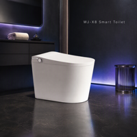 WC intelligent suspendu au sol avec fonction bidet, réservoir d'eau encastré dans le mur, chasse d'eau automatique, siège chauffant, monobloc en céramique