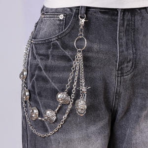 Multi Layered Skull Waist <b>Chain</b> Tibetan Silver Hip Hop Decorative Pants <b>Chain</b> <b>Cross</b> Pattern Party Fashion Body <b>Chain</b> - Product Image 1