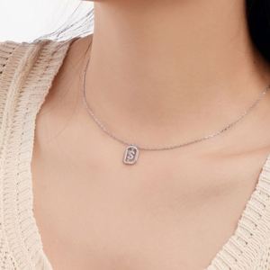 Dylam Rhodium 14K Gold Plated Dainty CZ Alphabet Letter <b>Necklace</b>, Personalized Name <b>Initial</b> -S- <b>Necklace</b> for Women Female - Product Image 3