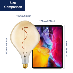 Amber Edison <span class=keywords><strong>Led</strong></span> Cổ điển vàng bóng đèn dây tóc trong nhà AC Powered a165s xoắn ốc bóng đèn dây tóc E27 giáng sinh Glass Đèn trang trí - Product Image 3