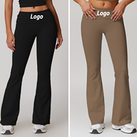 Pantalon de yoga bootcut taille haute pour femme Leggings d'entraînement extensibles à jambe évasée Bas de vêtements de sport solides Collants taille moyenne