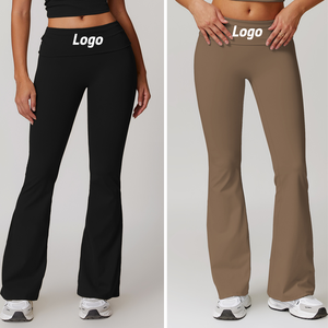 Pantalon de yoga bootcut taille haute pour femme Leggings d'entraînement extensibles à jambe évasée Bas de vêtements de sport solides Collants taille moyenne - Product Image 5