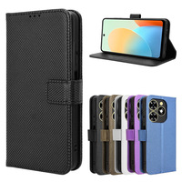 Étui portefeuille en cuir PU Texture diamant de luxe pour Tecno Spark Go 2024/Spark 20C/Pop 8 sac de couverture de téléphone portable à rabat sac OPP