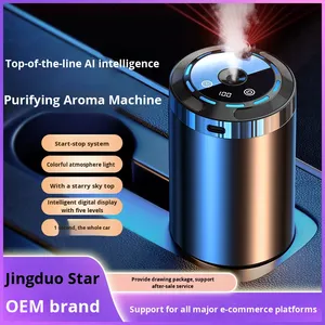 Diffuseur d'aromathérapie intelligent en métal pour voiture, humidificateur, ornement haut de gamme, ciel étoilé romantique, parfum d'ambiance pour siège, lumière ambiante, démarrage/arrêt - Product Image 3