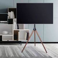 Support TV sur pied en bois pour écrans de 32 à 70 pouces - Support de sol pivotant réglable en hauteur en aluminium et bois