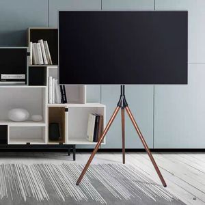Supporto <span class=keywords><strong>TV</strong></span> a Treppiede in <span class=keywords><strong>Legno</strong></span> per Schermi da 32-70 Pollici - Supporto da Pavimento Girevole Regolabile in Altezza in Alluminio e <span class=keywords><strong>Legno</strong></span> - Product Image 4