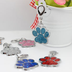 Colgante de esmalte ostentoso, colgante de purpurina con cierre de langosta, Collar para mascotas, llavero, perro, gato, oso, colgante de collar con estampado de pata - Product Image 2