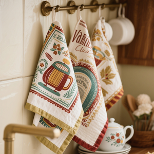 Ensembles de torchons en <span class=keywords><strong>lin</strong></span> et coton personnalisés Vigreat avec torchon de cuisine impression élégante cadeaux de noël idéaux paramètres de <span class=keywords><strong>table</strong></span> de pâques - Product Image 3