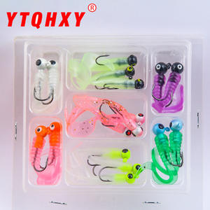 Señuelo artificial Xy 282 Soft Bait Jig Head Curly Tail Maggot para pesca de lubina en el fondo, paquete de 17 piezas. - Product Image 5