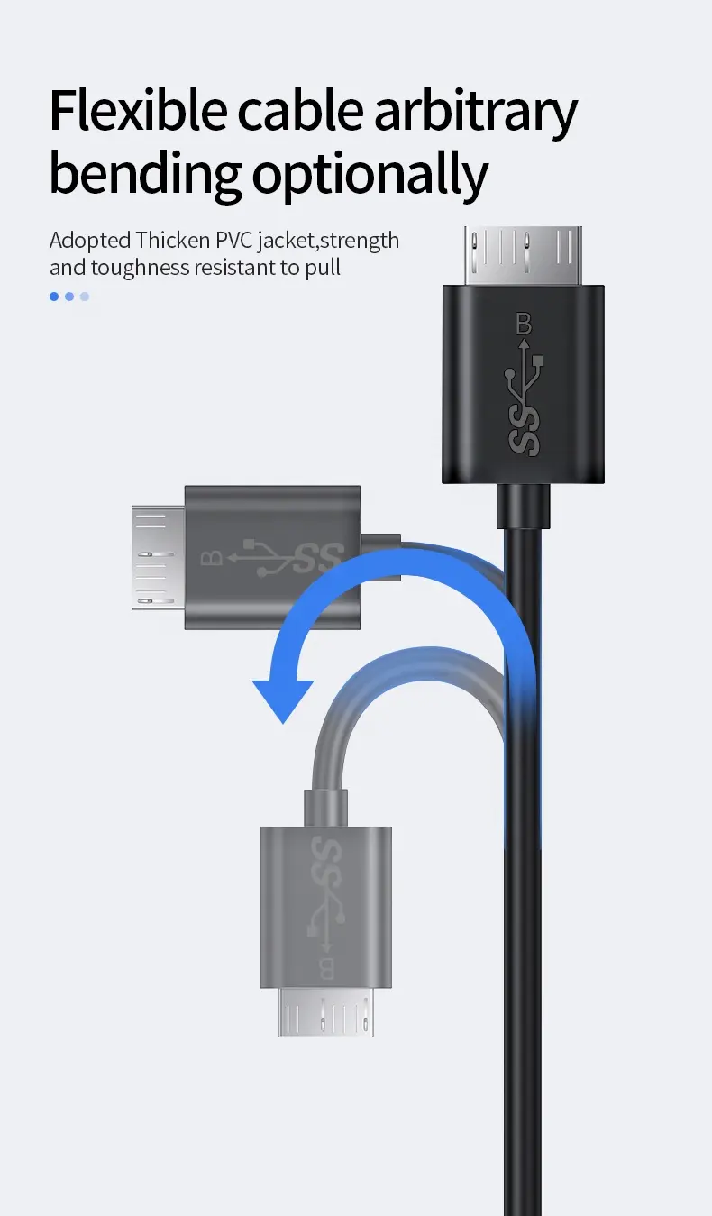 Kabel USB Mikro 3.0 Tipe C OTG Panjang Khusus Ke USB C Eksternal Hard Drive Pengisian Cepat 5G Transfer Data untuk HDD & Ponsel