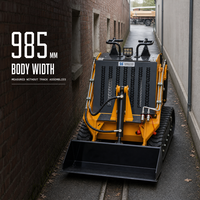 Mini-chargeuse compacte diesel à châssis étroit de 985 mm sans chenilles pour les travaux d'accès dans les allées étroites et les passages de portails
