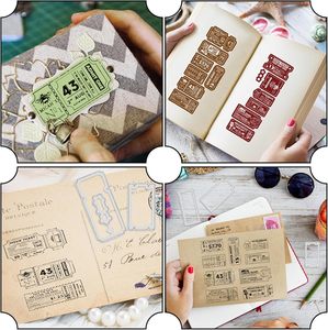 ชุดตราประทับและแม่พิมพ์ลายตั๋ววินเทจ สำหรับงานตัด DIY สมุดภาพตกแต่ง ตราประทับซิลิโคนรูปดาว แม่พิมพ์ลายนูน - Product Image 6