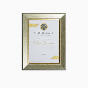 Nordic <b>Frame</b> Ornate Custom Wooden Certificate <b>Frame</b> Rectangular Vertical Wall/Tabletop Display <b>Gold</b> Finish Decorative Picture - Product Image 2